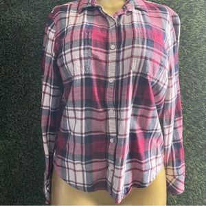 Burgundy flannel plaid shirt